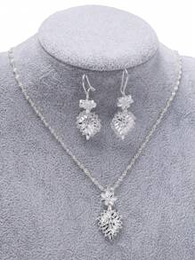 22K 镀金简约叶子首饰套装，阿拉伯时尚新娘小麦耳环和项链，女性晚会装饰，奢华珠宝