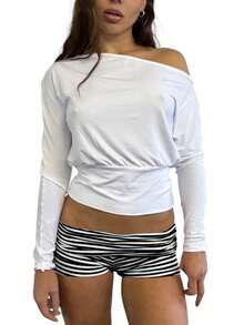 Women's Striped Polka Dot Mini Shorts Low Waist Slim Fit Bottom Casual Shorts - màu đen - Xem 2