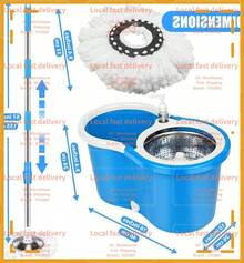 Local Devery-YOUBEI-Spin Mop And Bucket With Wringer Set, 360° Spinning Mop Bucket System With3 Microfiber Mop Replacement Heads And 61" Stainless Steel Adjustable Handle For Floor Cleaning (20QT) - 藍色 - 查看 2