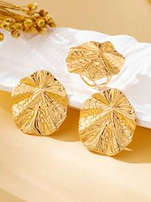 Women's Jewelry Set, Ring + Lotus Leaf Earrings - Lotus Leaf Ring + Earring Set - View 6