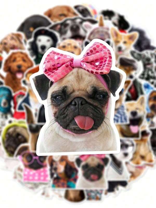 50 Piezas de Pegatinas Realistas y Divertidas de Expresiones de Perro, Pegatinas de PVC para Sobres, Decoración de Cañas de Pescar, Decoraciones de Fiesta, Etiquetas, Pegatinas Autoadhesivas, Adecuadas para Scrapbooks, Portátiles, Equipaje, Guitarras, Botellas de Agua, Fundas de Teléfono, Decoraciones de Moda Urbana Juvenil