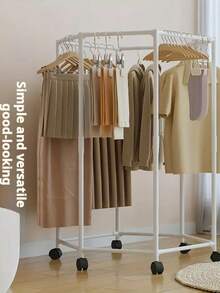 6-seitiger drehbarer Kleiderständer - stabiles Metallrohr, unabhängiges Design, tragbare und effiziente Kleidungsaufbewahrung und -präsentation, schwarz/weiß, geeignet als Wäscheorganizer für alle Jahreszeiten, hexagonale Form mit 6 Rollen drehbar und beweglich, Stütze aus 16 mm verstärktem Metallstab, geeignet für Schlafzimmer, Wohnzimmer, Balkon, Waschküche - Verschiedenfarbig - Übersicht 11