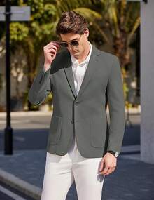 Tailorum Men's Casual Sports Jacket Blazer Two-Button Knitted Lightweight Blazer