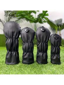 1pc Golf Club Head Cover With Lucky Four-Leaf Clover Pattern: Durable, Golf Club Accessory Protective Sleeve To Provide The Best Protection For Your Golf Club - Black - View 3