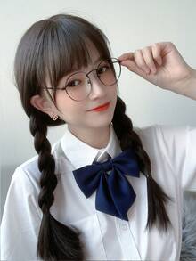 24 Inch Gold Straight Wig With Bangs, Suitable For Women's Daily Wear, Heat Resistant Synthetic Wig