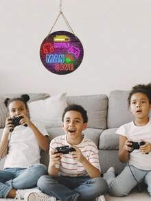 3pcs/1pc - 20cm Round Wooden Sign, Suitable For Game Room & Nursery Decor, Baby Boy's Room, Teen Boy's Cave, Wall Art For Kids, Christmas/Birthday Gift For Son, Gamer & Player Wall Decor, Children's Playroom & Daycare Decoration - Multicolor - View 6