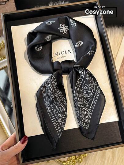 1 件佩斯利印花仿丝男士头巾、百搭围巾、头带、装饰品