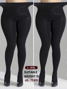 Plus Size Women's Thin Black Pantyhose, Comfortable And Breathable For Daily Wear - Black - View 12