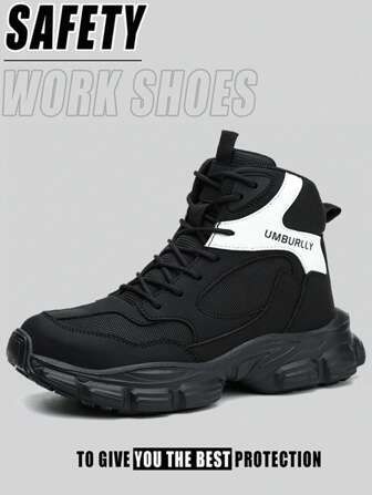 Women's High Top Black Daily Wear Steel Toe Cap Boots Fashionable Anti Smashing Leather Surface Gardening Warehouse Construction Work Men's Work Trainer Anti Slip And Anti Puncture Construction Site Work Shoes Hiking Adventure Wilderness Climbing Shoes Forging Workshop And Outdoor Work Protective Work Boots