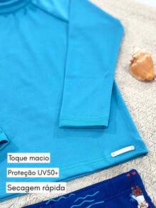 Boys' Beach Set UV 50+ Sun Protection Swimming Pool Top + Children's Lined Trunks - 藍色海鷗 - 查看 5