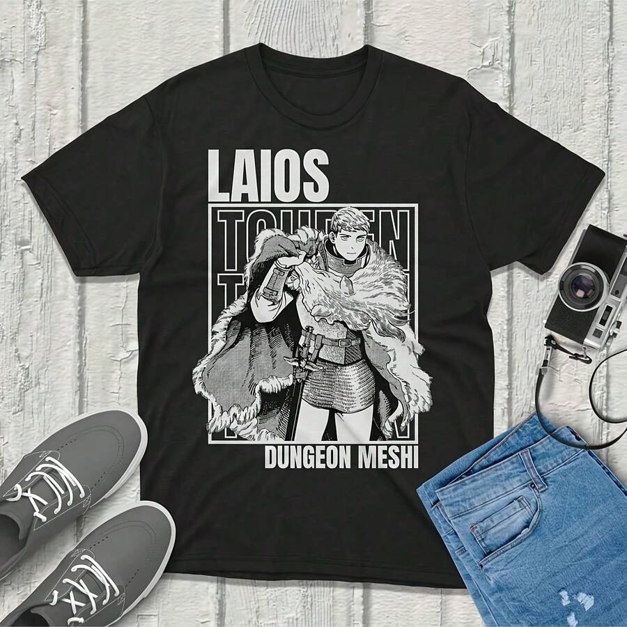 Laios Touden Dungeon Meshi Delicious In Dungeon T-Shirt Anime Graphic  Vintage Streetwear Unique44 - 黑色8 - 查看 1