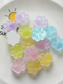 10pcs No Hole Charming Cat Paw Resin Pendant Versatile DIY Accessory Suitable For Phone Cases, Fridge Magnets, And Hair Clips - Available In 5 Colors - Perfect For Home Decor And Party Gifts - Multicolor - View 11