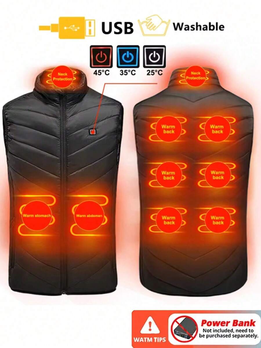 Women's Heated Vest, 3 Heat Settings, 9 Heating Zones, Warm For Winter, No Power Bank Required