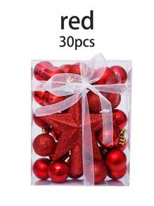 30 件/盒圣诞球树顶装饰星形礼品套装 - 彩色防碎塑料装饰球，适用于圣诞树装饰、节日派对和婚礼装饰、圣诞节、生日礼物