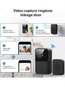 1 pieza Mini timbre de video WiFi con cámara, timbre inteligente visual con control remoto inalámbrico para smartphone, conversación bidireccional, grabación de fotos, función de cambio de voz, batería recargable USB integrada (sin suscripción requerida, por favor consulte nuestro video subido para pasos detallados de uso y descripción del producto!) - Multicolor - Ver 12