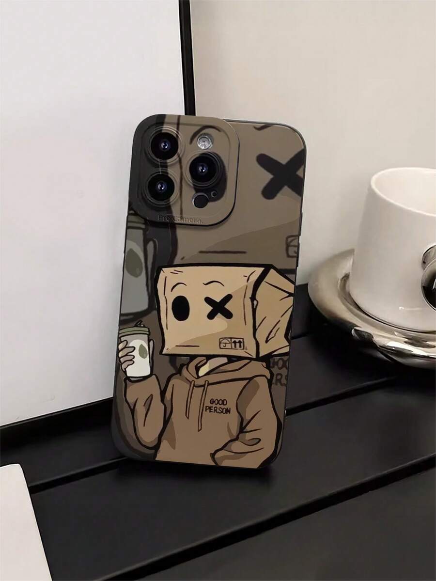 1pc Creative Personalized Cardboard Person Painted Pattern Eye Anti-Drop Phone Case Compatible With IPhone Xs/Xs Max/Xr/11/12/13/14/14 Plus/15/15 Plus/16/16 Plus/7/8 Plus And Other Models Protective Cover - Multicolor - View 1