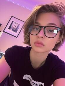 1pc Classic Elegant Modern Minimalist Style Women's Fashion Lightweight Rhinestone Transparent Glasses, Suitable For Watching TV, Playing Games, Mobile Phone Decoration - 黑框白平 - 查看 2