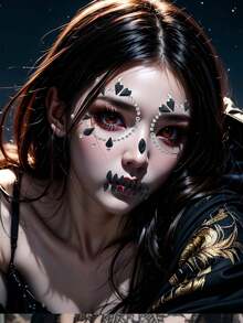 (One) Black And White Facial Diamond Sticker, Suitable For Carnival Parties, Masquerade Parties, Music Festivals, Halloween And Other Festivals. The Sparkling Gemstone Eye Face Rhinestone Sticker Is Decorated With Circular And Droplet Shaped Arrangements, Waterproof And Durable Simulation Personalized Self-Adhesive Diamond Sticker - Black and White - View 5