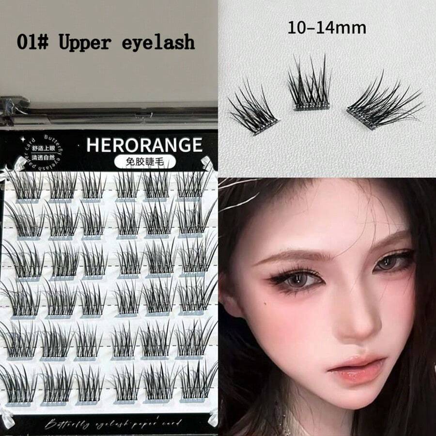 Lông mi giả HERORANGE Butterfly Dream Series liền mạch, keo dán vô hình siêu dính, mi dưới rõ nét, mi trên tự nhiên và trong suốt, mềm mại và nhẹ, không cần keo dán, uốn cong chữ C, phân đoạn, dày và bồng bềnh, nối mi thật, thoải mái khi đeo hàng ngày, khuyên dùng cho người mới bắt đầu, chiều dài 11-16mm Cụm mi, cụm mi, lông mi riêng lẻ, lông mi, lông mi giả