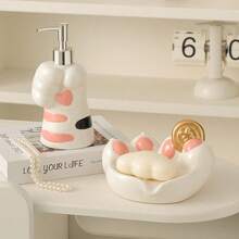 1pc Cartoon Hand Wash Bottle, Bathroom Empty Bottle, High-Quality Ceramic Refillable Dispenser Bottle