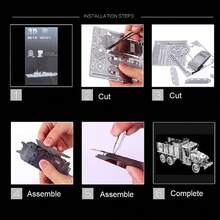 Modelo de Montagem Metálica 3D, Quebra-cabeça de Fivela de Aço Inoxidável DIY, Modelo de Veículo, Sem Necessidade de Cola, Presente de Aniversário, Ornamento Decorativo, Ônibus de Londres, Bicicleta de Montanha, Caminhão 6X6 de 2,5 Toneladas