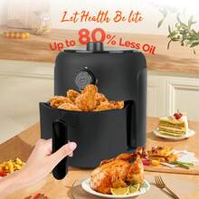 MIRASTON 2.8QT Small Air Fryer, Unique Mechanical Knob Design With Precise Adjustments For Healthy And Quick Meals, Black,Ideal For Small Spaces, Dishwasher,Kitchen Appliances,Kitchen,Kitchen Accessories,Gift,Christmas Gift,Thanksgiving Gift - US A Type Plug(110-127V) - View 7