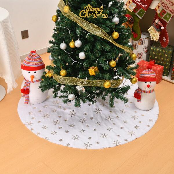 1 pezzo Gonna per albero di Natale con paillettes, gonna per albero di Natale con fiocchi di neve dorati e argentati, decorazione per feste di Natale, decorazione per atmosfera di feste di Natale, decorazione fai-da-te per albero per decorazioni natalizie domestiche e per feste, il miglior regalo per compleanni