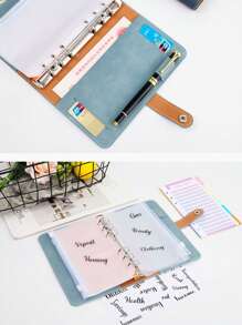 A6 Soft PU Leather Snap Closure Loose-Leaf Binder With Cash Envelope Pocket, Personal Finance Budget Planner, Refillable Cash Wallet For Traveling, Daily Savings Notebook, Household Account Book,Back To School,School Supplies