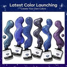 Cat Eye Gel Nail Polish Set, 6 Colors 9D Glassy Cat Eye Glitter Gel Polish Black Red Purple Blue Silver Brown Nail Polish All Seasons With Magnet Soak Off Led DIY Salon Gift-842643 - A1-午夜色調 - 查看 5
