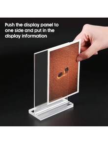 1/3pcs,4*6in,5*7in,A5 Size Transparent Acrylic Signage Display Stand Multipurpose Double-Sided Gold Frame Wedding Number Plate Table Flyer Menu Card Rack - Clear - View 4