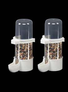 1 Pet Bird Automatic Water Feeder Parrot Pearl Bird Kettle Large Bird Feeder With Buckle Automatic Water Feeder, Bird Automatic Water Feeder, Millet Box, Parrot Water Drinker, Kettle Bird Supplies, Dual-Purpose, Drinking Water And Feeding, Automatic Water Feeder. - White - View 15
