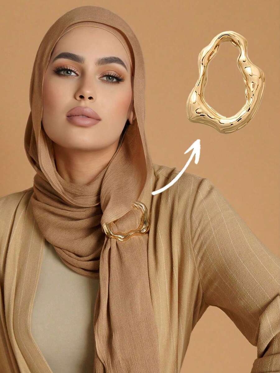 1 chiếc kẹp khăn trùm đầu hijab cỡ lớn bằng kim loại không đối xứng thiết kế riêng cho nữ dùng để mặc hàng ngày cho trang phục