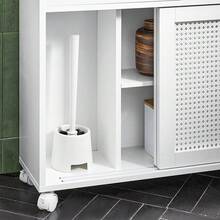 SoBuy BZR119-W, Narrow Bathroom Cabinet Storage Cabinet With 2 Sliding Doors, Bathroom Toilet Paper Roll Holder On Wheels Bathroom Organizer Bathroom Decor Summer Bathroom Accessories - White - View 7