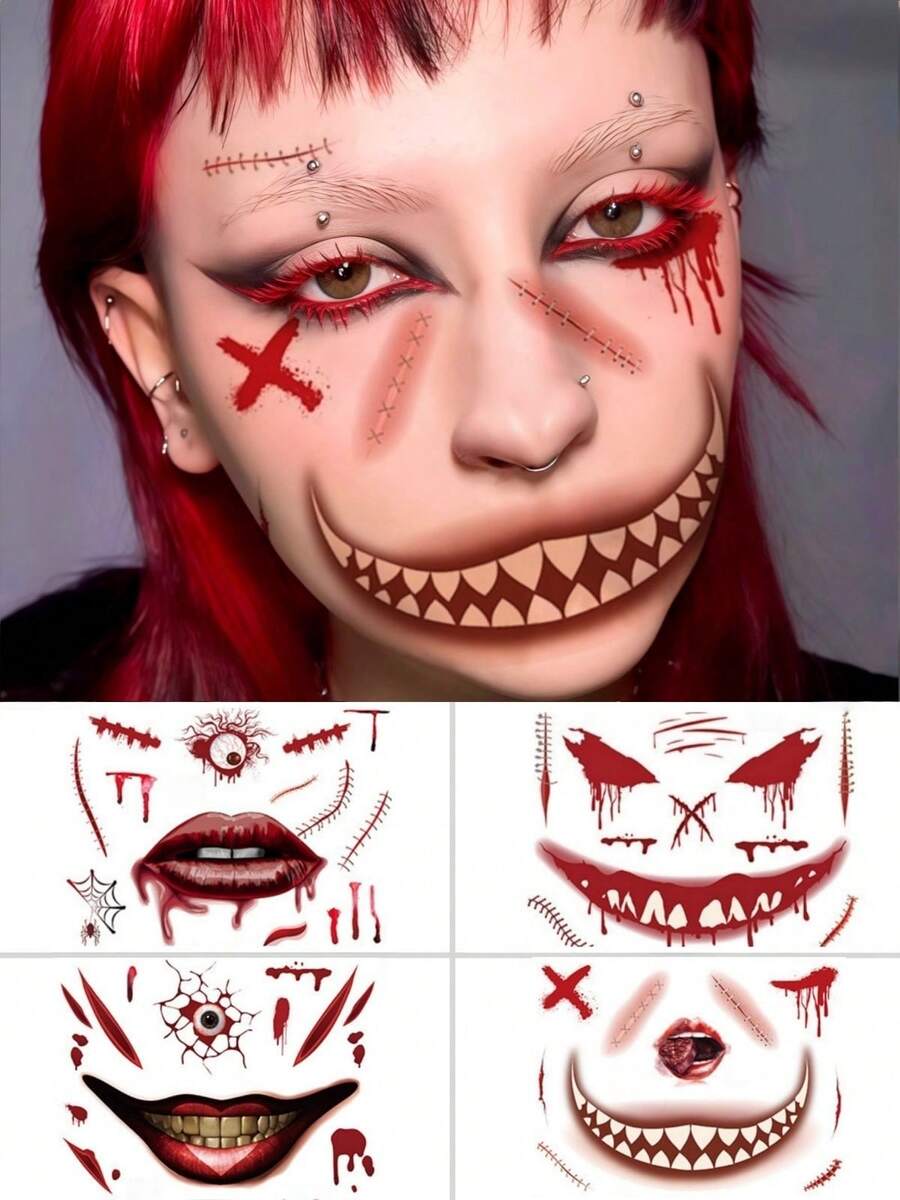 Pack De 20 Tatuajes Temporales De Zombi, Vampiro Y Cicatrices – Realistas Y Resistentes Al Agua Para Halloween Y Cosplay