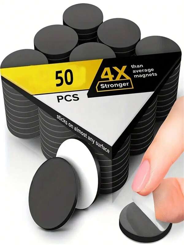 100 Pieces Self-Adhesive Round Magnetic Discs - 50/100 Pieces, Flexible Magnetic Stickers For Photos And Office, Whiteboard And Black Magnets, With Back Glue, Metal Material, Various Size Options