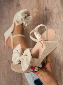 New Summer Wedge Fairy Sandals, Versatile Thick-Soled Waterproof Platform For Heightening And Slimming - Apricot - View 2