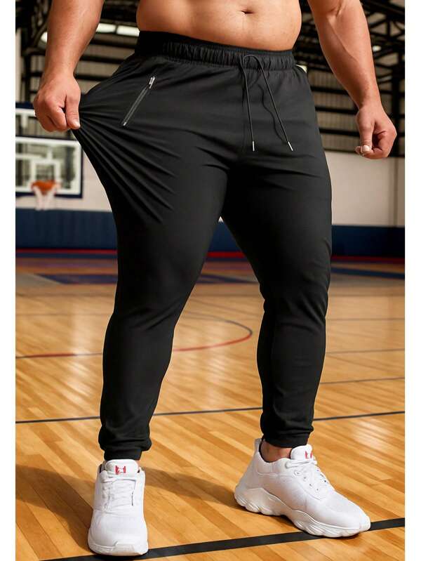 Calça Masculina Plus Size Casual Ice SIlk Seda Gelada – Ajuste Regular com Cordão e Bolsos