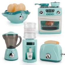 Children Kitchen Play Set Toy, Simulation Small Home Appliances Toys (Washing Machine, Water Dispenser, Bread Maker, Egg Steamer, Juicer, Oven, Microwave, Coffee Machine)