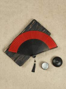 1 件可折叠扇子手持扇带流苏适用于户外旅行舞蹈表演旗袍着装配饰拍照道具