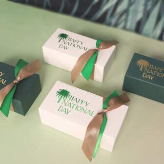 10pcs Candy Packaging Boxes, Saudi Arabia National Day Candy Paper Boxes, Portable Candy Paper Boxes, Suitable For Small Candies, Chocolates, Etc., Full Of The Festive Atmosphere Of Saudi Arabia National Day.