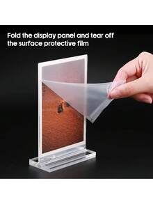 1/3pcs,4*6in,5*7in,A5 Size Transparent Acrylic Signage Display Stand Multipurpose Double-Sided Gold Frame Wedding Number Plate Table Flyer Menu Card Rack - Clear - View 6