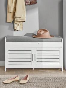 SoBuy FSR102-W, Shoe Rack Shoe Bench Shoe Cabinet With Folding Padded Seat And 2 Doors, W90 X D33 X H50cm - White - View 2