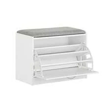 SoBuy FSR16-W, Hallway Shoe Bench Shoe Rack Shoe Cabinet With Flip-Drawer And Removable Seat Cushion, White, Depth: 30cm - Grey - View 10