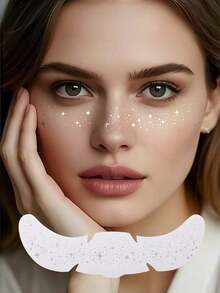 6 Sheets Glitter Freckles Holographic Stickers Heart Freckle Tattoos Glitter Stickers Waterproof Temp Tattoos With Glittery Star Heart Dot Pattern For Adults Accessories For Party Festival Daily Makeup - 銀色 - 查看 7