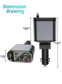 Retractable Phone Car Charger - 4-In-1 Fast Car Phone Charger 120W With Retractable Cord (31.5 Inches) And 2 USB Ports Car Charger Adapter, Compatible With IOS And Android Multi-Function Devices Suitable For Daily Commute, Long Drive, Charging While Driving Car Accessories - Black - View 11