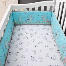 婴儿床保险杠 4 件套 - 透气柔软安全垫套，适用于婴儿床/幼儿床（保护垫） - 彩色 - 查看 10