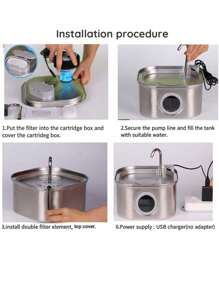 1pc 108.2oz Stainless Steel Automatic Cat Water Fountain With Water Level Window, Super Quiet Pet Water Dispenser