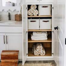 OrganiHaus Fabric Storage Bins Shelves 15x11 Inches 3 Pack, Decorative Closet Baskets With Handles, Large Cube Storage Bins Clothes, Toys, Nursery & Home Organization - - White Striped Brown - View 6