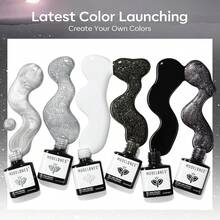 Cat Eye Gel Nail Polish Set, 6 Colors 9D Glassy Cat Eye Glitter Gel Polish Black Red Purple Blue Silver Brown Nail Polish All Seasons With Magnet Soak Off Led DIY Salon Gift-842643 - A-2午夜星塵 - 查看 6