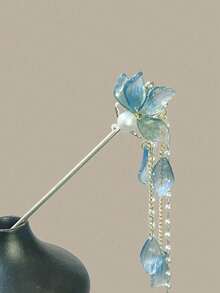 复古风蓝色花朵发夹，尽显高端质感；新款中式仿珍珠流苏摇曳发饰，女士发饰，发夹，头饰，发卡，发髻延长器，发髻制作器，发髻发片，发型设计发夹，发卡，发夹 - 彩色 - 查看 7